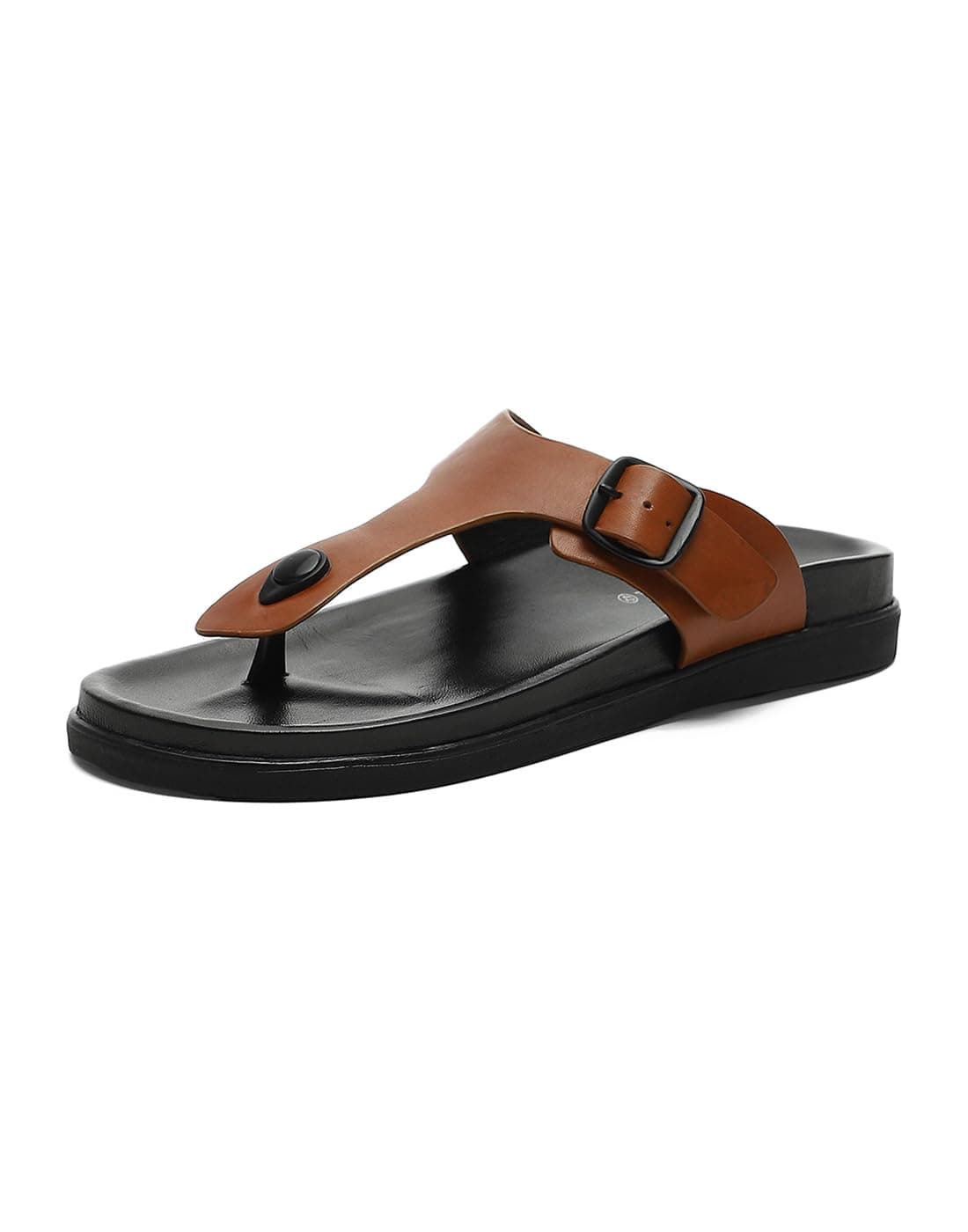 Monte Carlo Mens Tan Solid Leather Comfort Casual Slippers (201838FW-2-6)