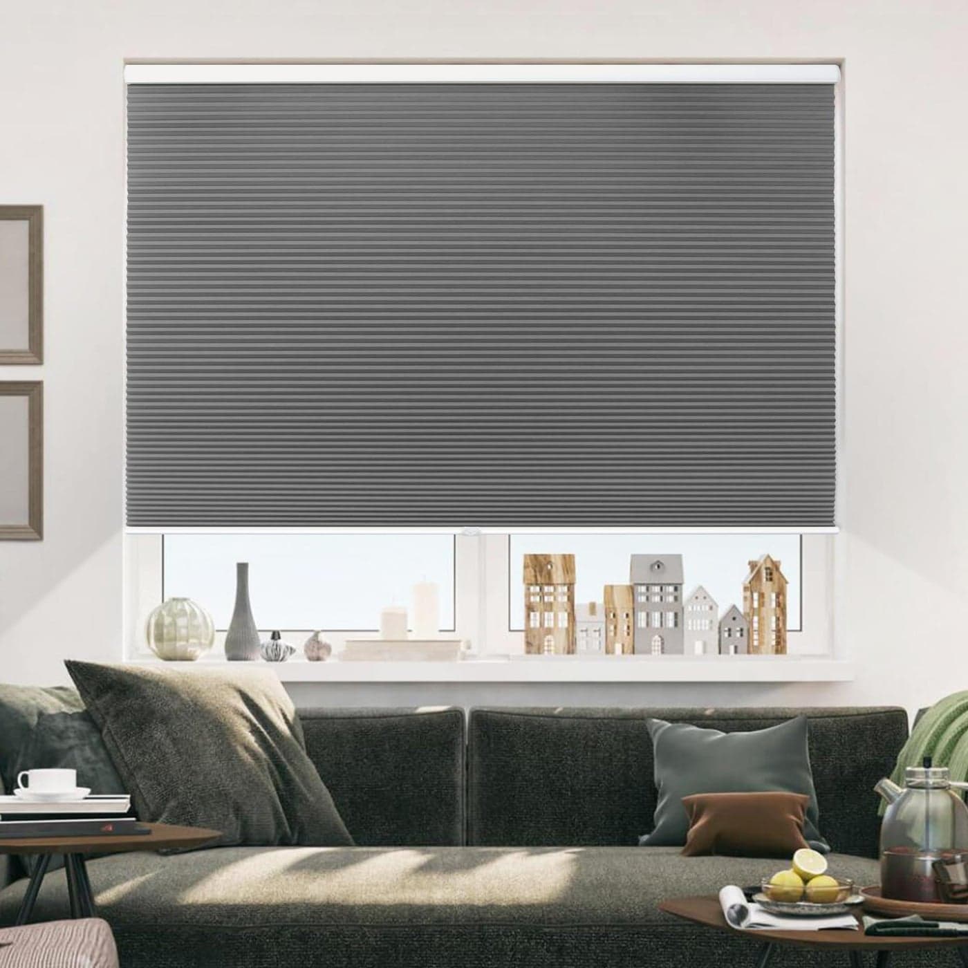 Allesin Cellular Shades Cordless Blackout Honeycomb Blinds for Indoor Windows Thermal Insulated Window Shades Noise Reduction Easy to Install Perfect for BedroomLiving Room Grey H64 x W32