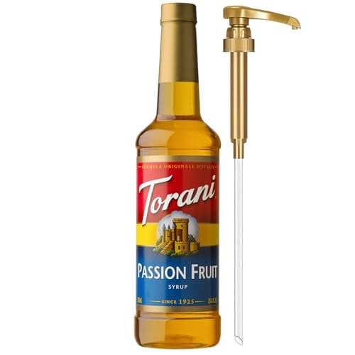 Torani Passion Fruit Syrup for Drinks, Flavoring for Iced Tea, Lemonade, Sodas, and Cocktails, Pump Included, 25.4 Oz