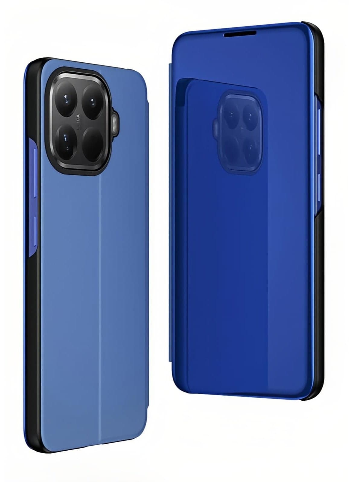 Case Compatible with Xiaomi 15T Pro 5G, Slim Mirror Design Clear View PU Leather Flip Case Kickstand Magnetic Closure Shockproof Cover for Mi 15T Pro