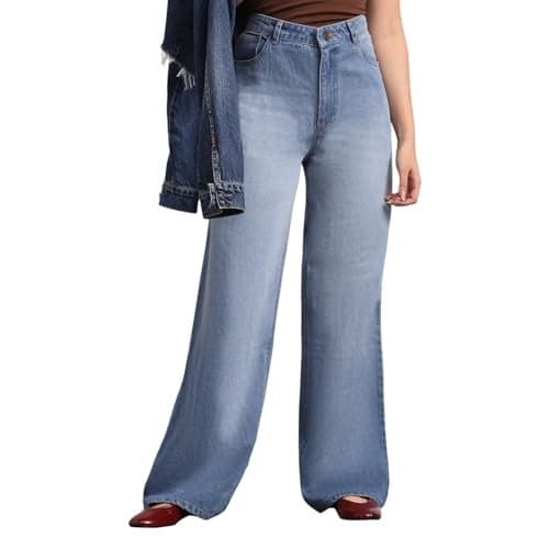 Urbano Fashion Women's Light Blue High Rise Loose Baggy Fit Washed Jeans Non-Stretchable (womjeanbagwhsk-lblue-30)