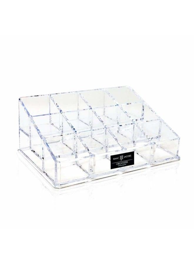 Clear Acrylic 12 Compartment Nail Polish Holder, Organizer for Makeup, Essential Oils, Storage Solution, Rack Display (3 Rows (x4))