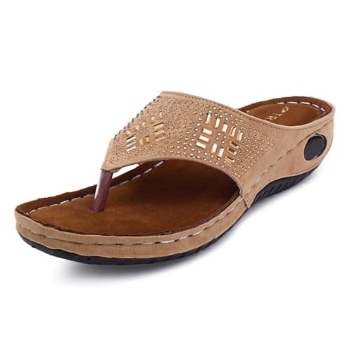 TRASE Women's Fashion Slippers | Doctor Ortho Soft & Comfortable Slip-Ons for Women & Girls | Lightweight & Stylish, Diabetic & Orthopedic Footwear, Good for Knee & Foot Pain-Beige, 6 UK