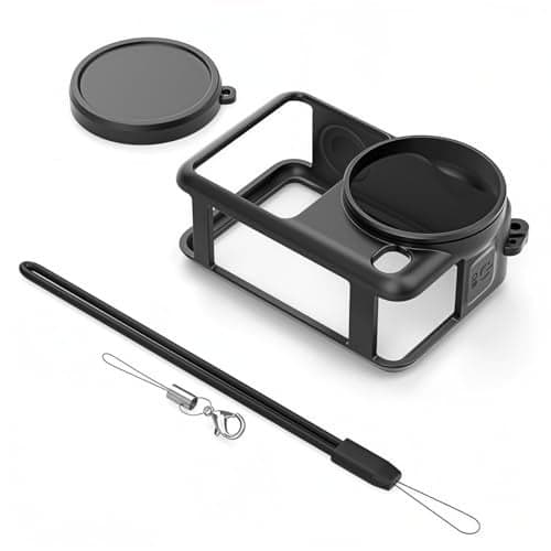ZORBES® Compatible with D-JI Osmo Action 6, Action Camera Silicone Cover Protective Skin Cover with Detachable Lens Cover, Silicone Wrist Lanyard, Anti-Scratch Action Camera Accessories