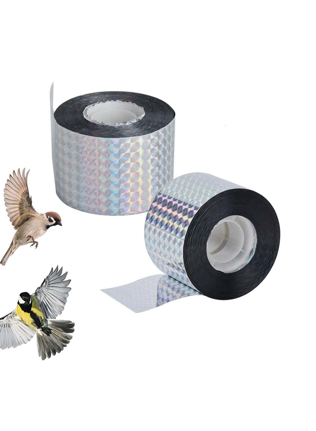 Bird Repellent Scare Tape Holographic Eco-friendly Double Sided Reflective Ribbon Defender to Deter Owl Pigeon Woodpecker Pest Geese Herons Blackbirds for Home Garden Farm 2 Pack 4.8cm*80m