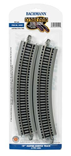Bachmann Trains SnapFit EZ TRACK 18 RADIUS CURVED TRACK 4card NICKEL SILVER Rail With Gray Roadbed HO Scale Grey