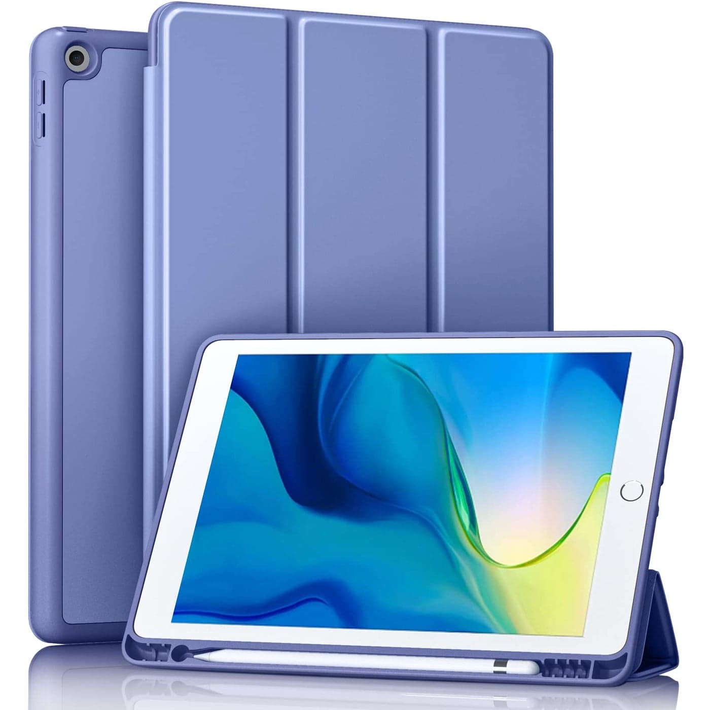 Akkerds Case Compatible with iPad 10.2 Inch 2021/2020/2019, for iPad 9th/8th/7th Generation Case with Pencil Holder, Protective Case with Soft TPU Back, Auto Sleep/Wake Cover, BluePurple