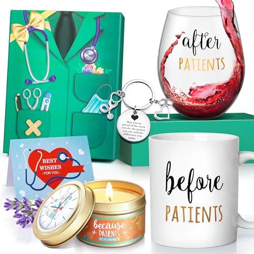 Gemwi Before Patients, After Patients 11 oz Coffee Mug and 18 oz Stemless Wine Glass Candle Gifts Set Idea for Nurses, Doctors, Dentists, Hygienists, Physician Nurses' week Graduation Birthday Gifts…