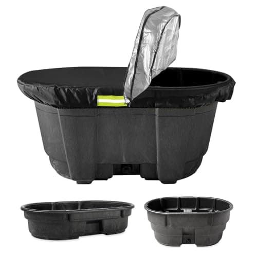Rubermaid 50 Gal 100 Gallon Waterproof Stock Tank Cover with Zipper Rectangular Cold Plunge Oval Ice Bath Tub Horse Livestock Water Trough Insulated Cover for Outdoor Polar Protector 100 Gal Hot Tub