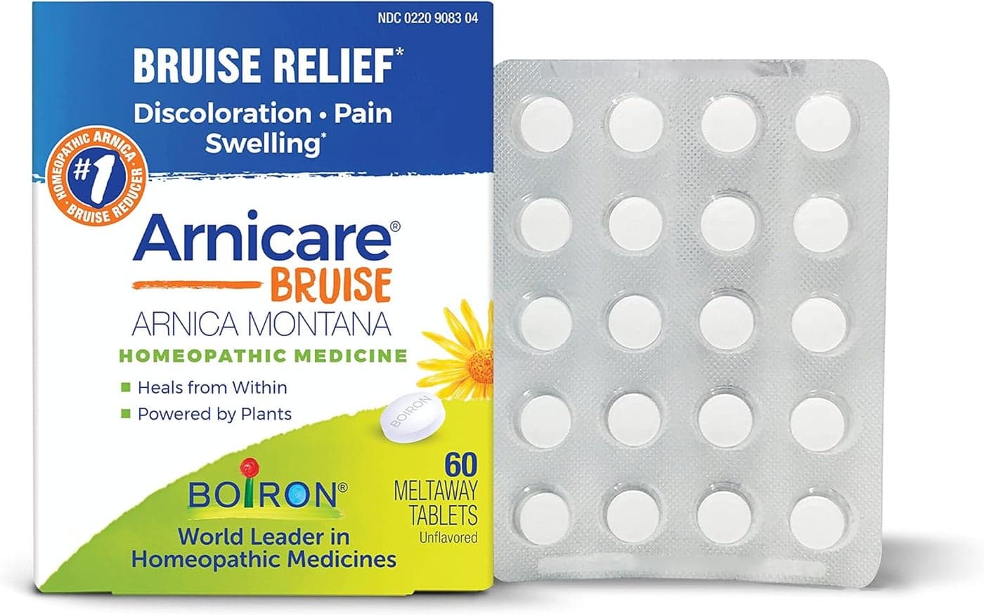 Boiron Arnicare Bruise for Relief of Pain or Swelling from Injuries and Discoloration of Bruises 60 Tablets