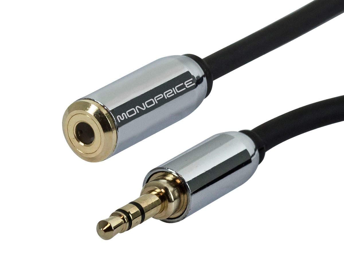 Monoprice 110149 12-Feet 3.5mm Extension Cable for Mobile Black
