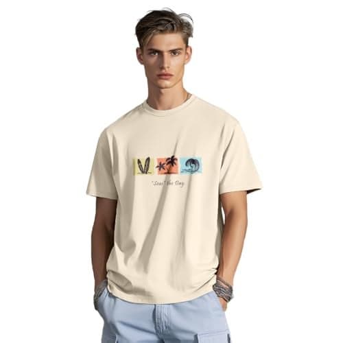 Nobero Men Regular Fit T-Shirt(1M-TWTS-C1030-SA2_Sand_S)