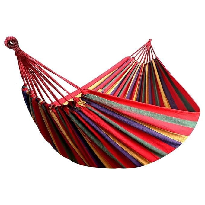 DIPDEYCamping Hammock Swing Cotton Fabric Portable Travel Tree Hanging Bed Indoor Outdoor Garden Beach Sleeping Jhula for Baby Adults Men Women