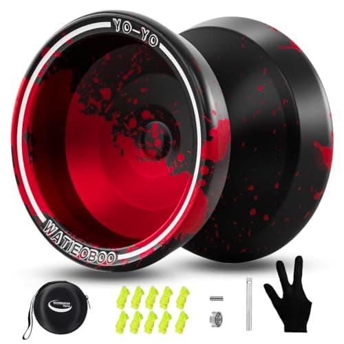 WATIEOBOO 09 Upgraded Aluminum Alloy Yoyo ResponsiveNonResponsive DualMode Yoyo Suitable for Freestyle Trick yoyo from Beginners to Professionals Perfect yo yo Accessory Pack Black red