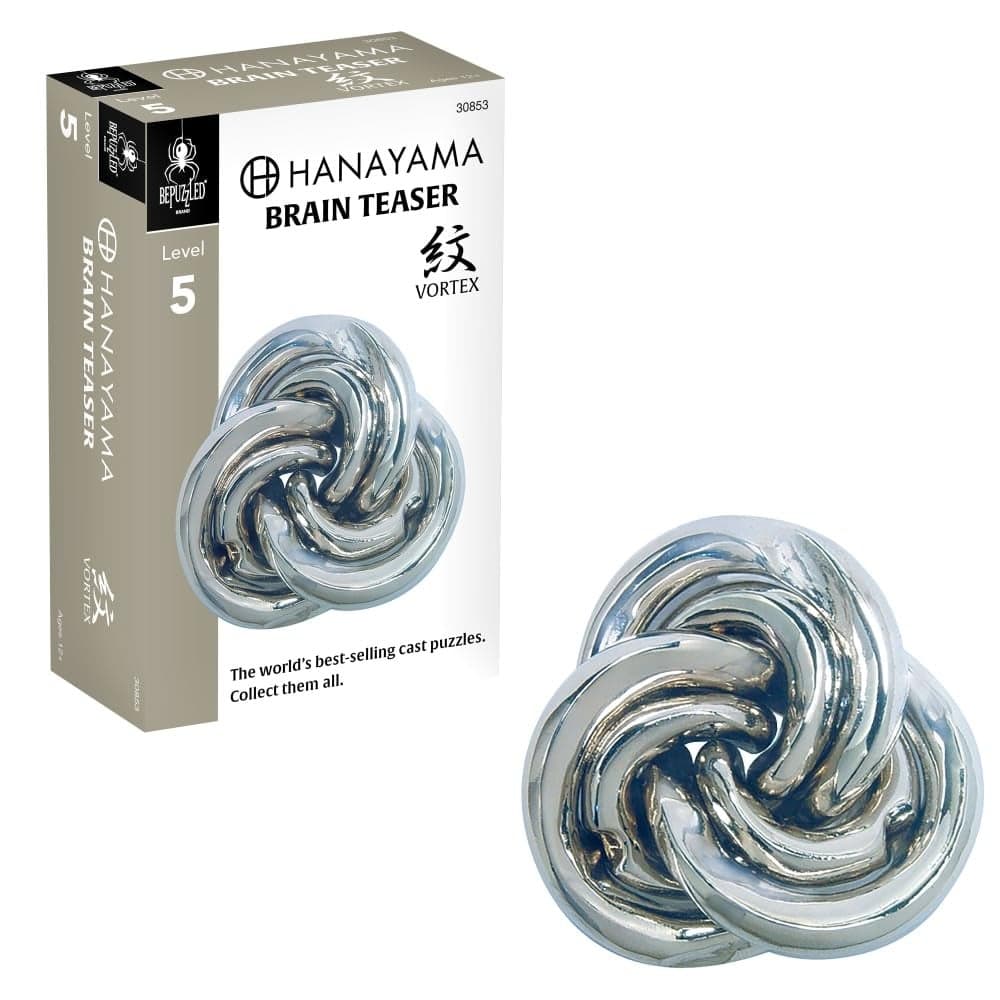 BePuzzled | Vortex Hanayama Metal Brainteaser Puzzle Mensa Rated Level 5, for Ages 12 and Up