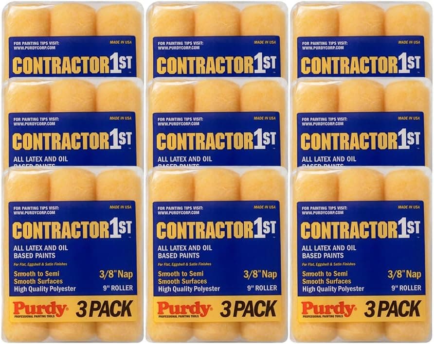 9Pack of 9 x 38 Nap Purdy 140867000 Contractor 1st Roller Cover Polyester 3Pack