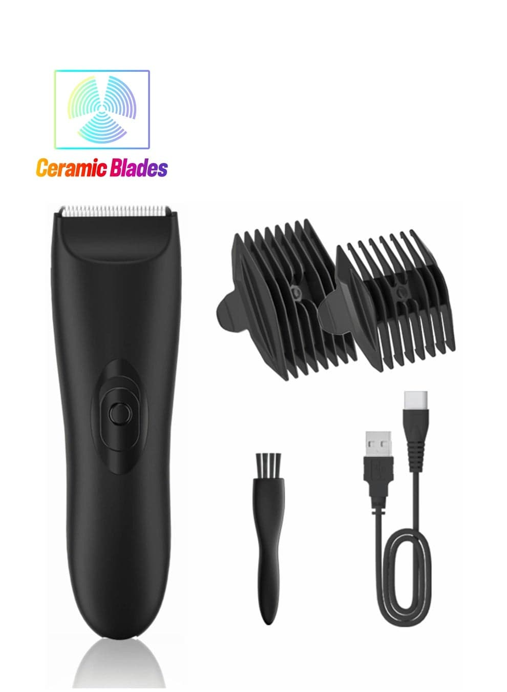 Electric Hair Clippers for Men, Cordless Groin Body Trimmer Ball Shaver, Replaceable Ceramic Blade, IPX7 Waterproof Pubic Kit Low Noise Razor with Universal USB Charging