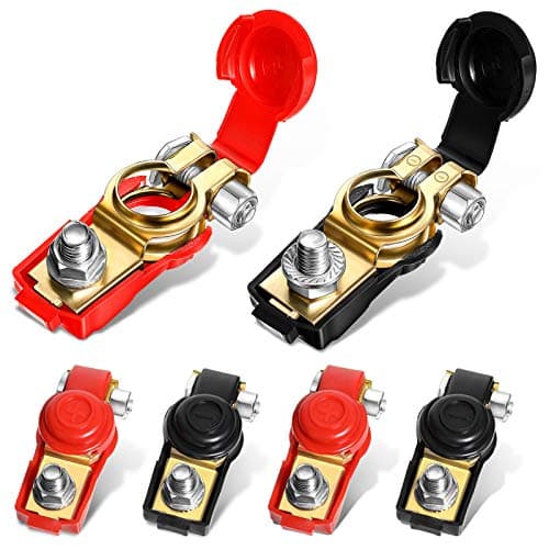 Frienda 6 Pcs Car Copper Battery Terminal Clamps Connectors Quick Release Battery Terminals Clamps Negative and Positive 12v 24v 48v Compatible with Boat Truck Car Van