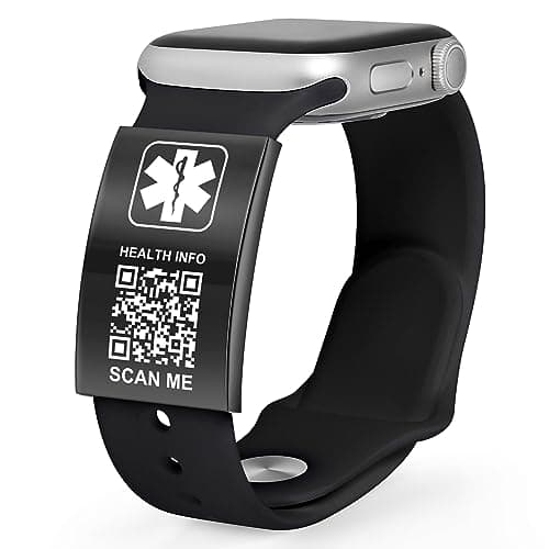 THELUCKYTAG Upgraded Medical Bracelets Men Women with QR Code Medical Alert ID Bracelets - Titanium Steel Wristband Fits Wrists Up 8''-10'' - More Space Custom Emergency ID Info (Smart watch - Medical Alert Tag Without Band - Black)
