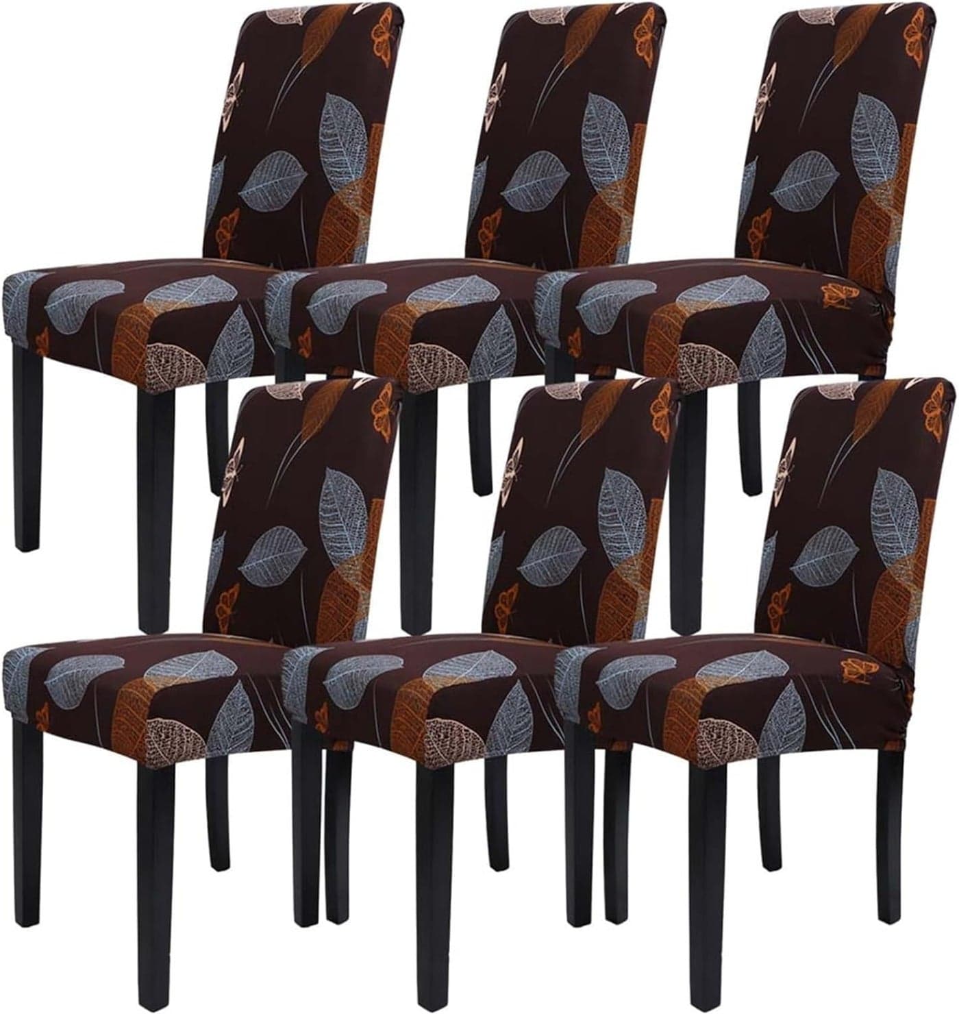 Styleys Dining Chair Covers Washable Elastic Chair Seat Case Protector, Slipcover for Home, Kitchen, Party, Restaurant Pack of 6 (SLMC-142 Maroon Leaves)