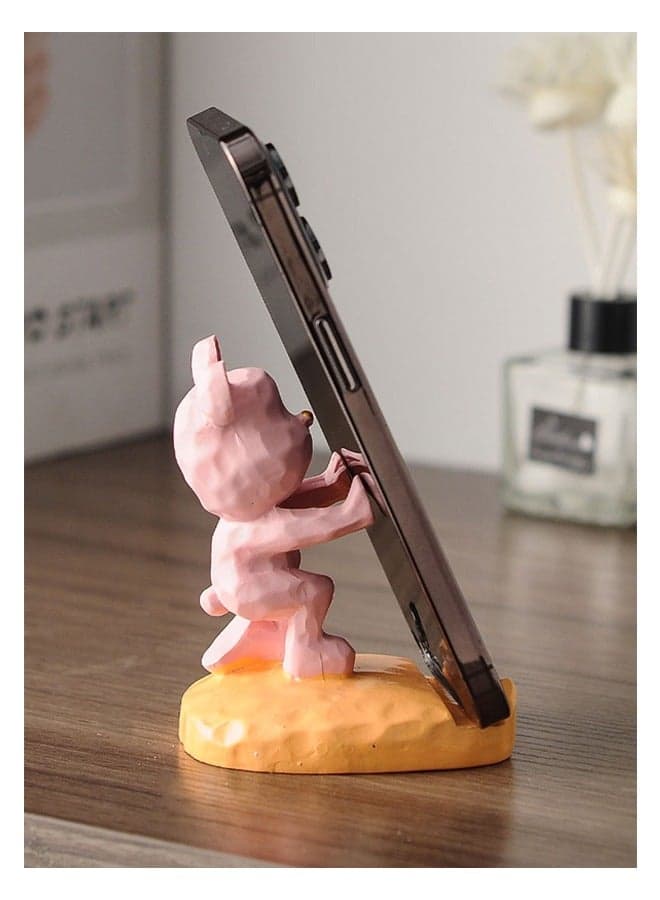 Mobile Holder,Gloomy Bear Cute Phone Stand Home Office Desk Decor Compatible with all Smartphones Resin Pink Kung Fu