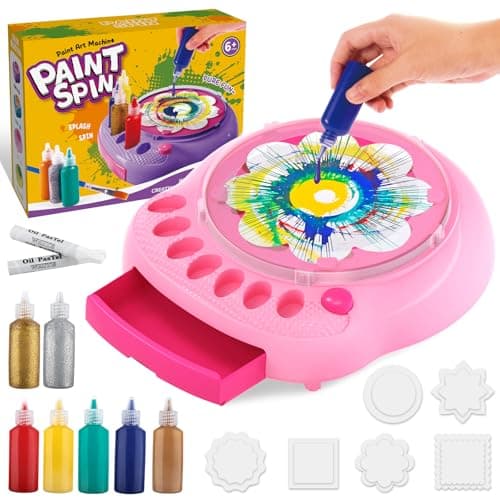 Spin Art Machine for Kids Paint Spinner Art Craft Kit with 36 Artboards 7 Colors Arts and Crafts Painting Set for Boys Girls Ages 412 Birthday Easter Gifts for 6 7 8 9 10 Year OldPink