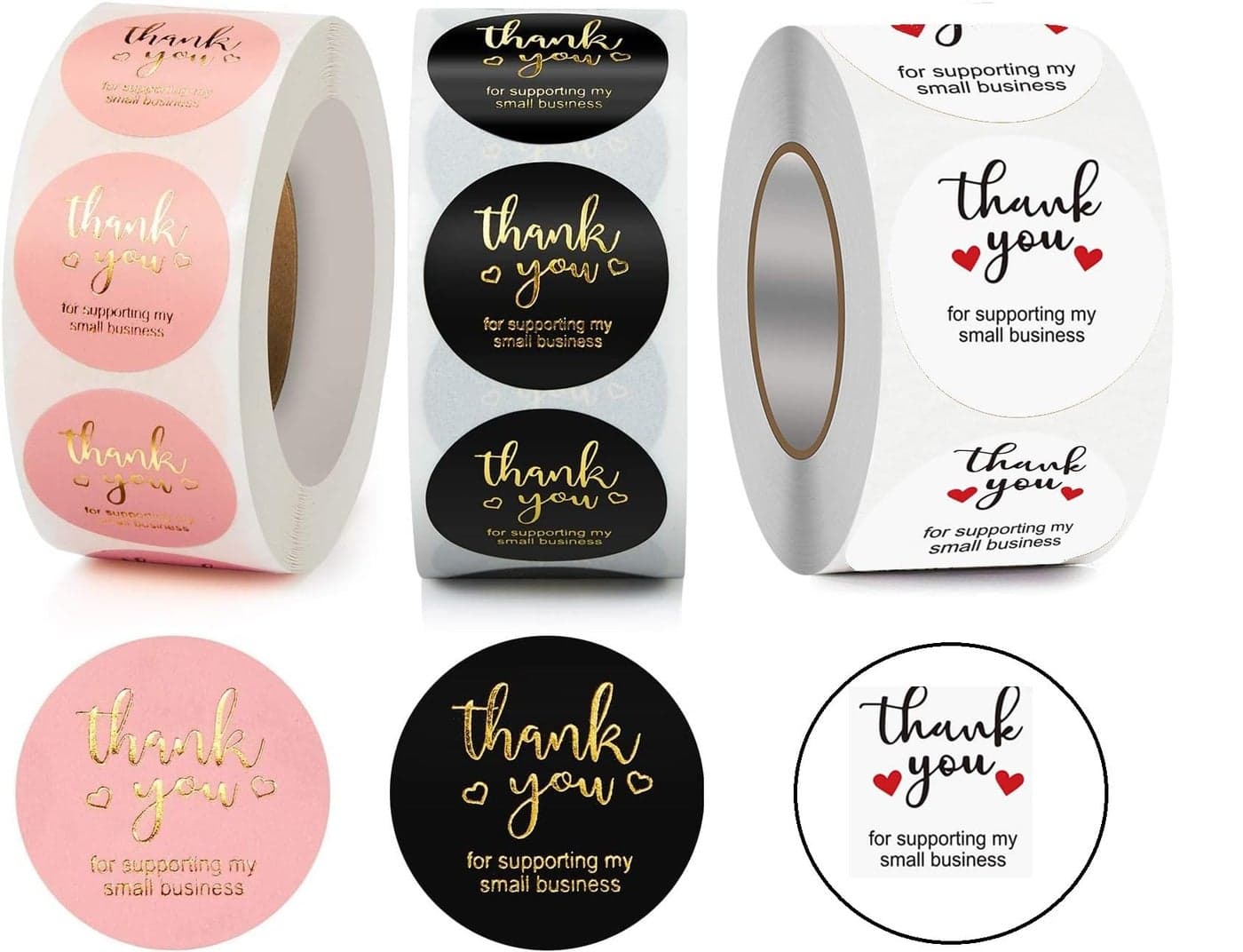 Alokik Enterprise 1000 Pcs Watercolor Thank You Stickers, Round Thank You Adhesive Sticker for Small Business Wedding Supplies Packing Stickers Gift Wrap (2, Tq for Supporting My Small Business)