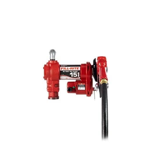 Fill-Rite FR1210HA 12V 15 GPM Fuel Transfer Pump with Discharge Hose & Automatic Nozzle, Red | Gasoline, Diesel, Kerosene, Ethanol & Methanol Blends & Biodiesel