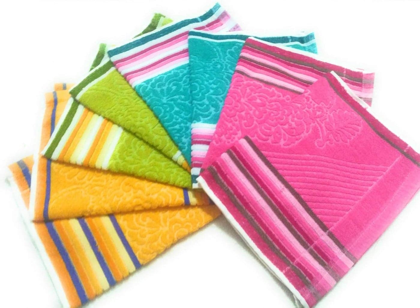 Cotton Colors Floral Design Hand Towels (Medium, Multicolor, Pack of 8)_t080