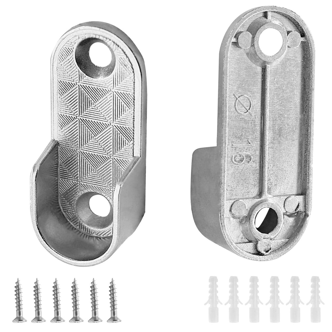 Kyuionty 2 Pack Oval Closet Rod End Supports Zinc Alloy Wardrobe Bracket Closet Rod Holder Pole Socket Fit for 15x30mm Oval Rods 2 Mounting Hole