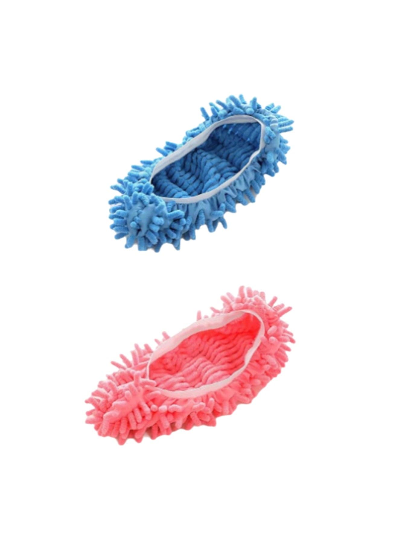 Blue Pink Two Pairs Dust Mop Slippers Shoe Covers Multi-Function Soft Washable Reusable Microfiber Foot Socks Floor Cleaning Floor Household Tools Shoe Covers For Bathroom, Office, Kitchen