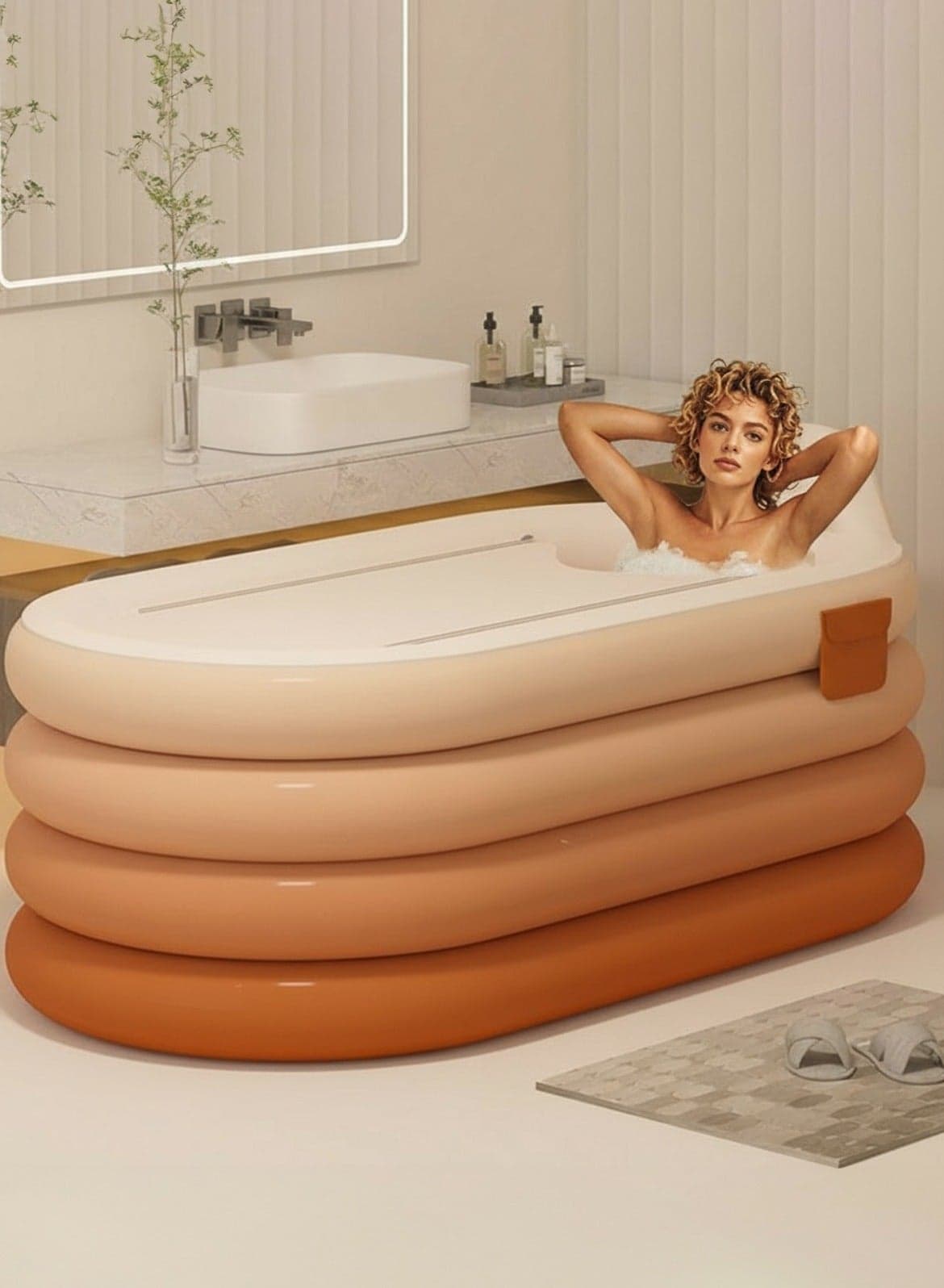 Large Waterproof Portable Inflatable Folding Soaking Spa Bathtub Barrel, Upgraded Household Shower Bathing Tubs, Bathroom Family Separate SPA for Adults and Kid