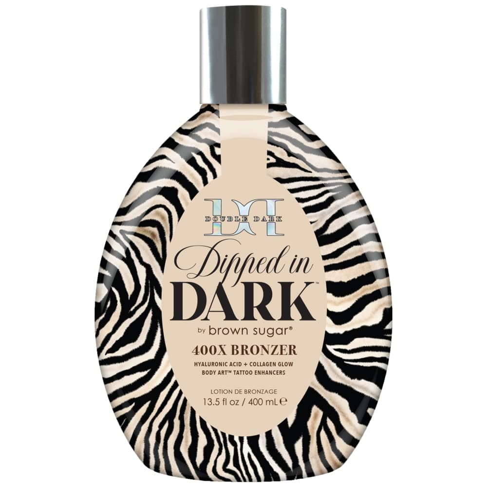 Brown Sugar Double Dark Dipped in Dark 400X UltraIntense Bronzer Tanning Bed Lotion with SkinNourishing Oils for Deep LongLasting Color and Radiant Glow 135 oz