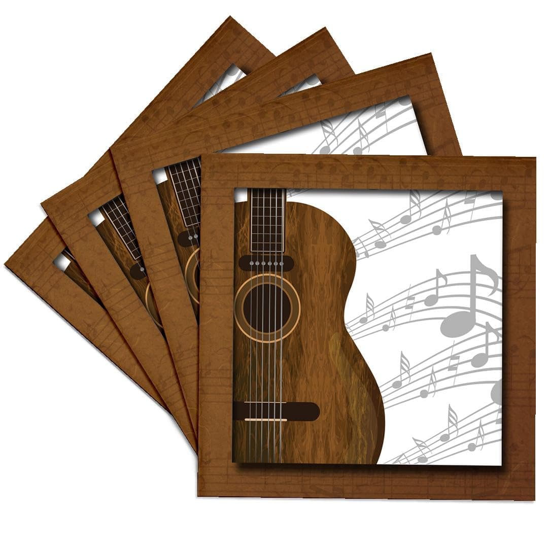 3dRose Guitar Music Concept Ceramic Tile Coasters Set of 4 CST_149974_3