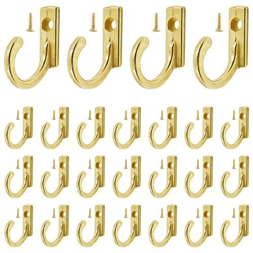 Auvotuis 100Pcs Wall Mounted Single Hooks Small Coat Hooks Hanger Modern Robe Hooks with Screws for Keys Cups Hats Towel Gold