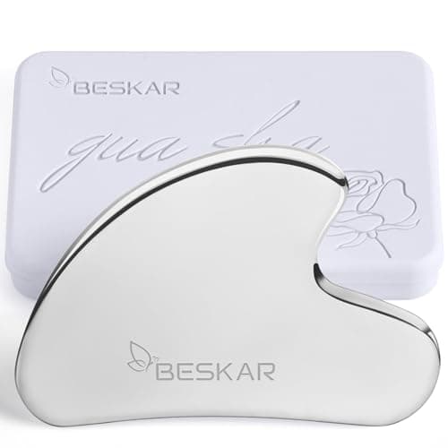 BESKAR Gua Sha Facial Tools Stainless Steel Guasha Massage Sticks for Jawline Sculpting Tighten Face Skin and Reduce Wrinkles Face Eyes Body Neck Massage Tool Skin Care Gift