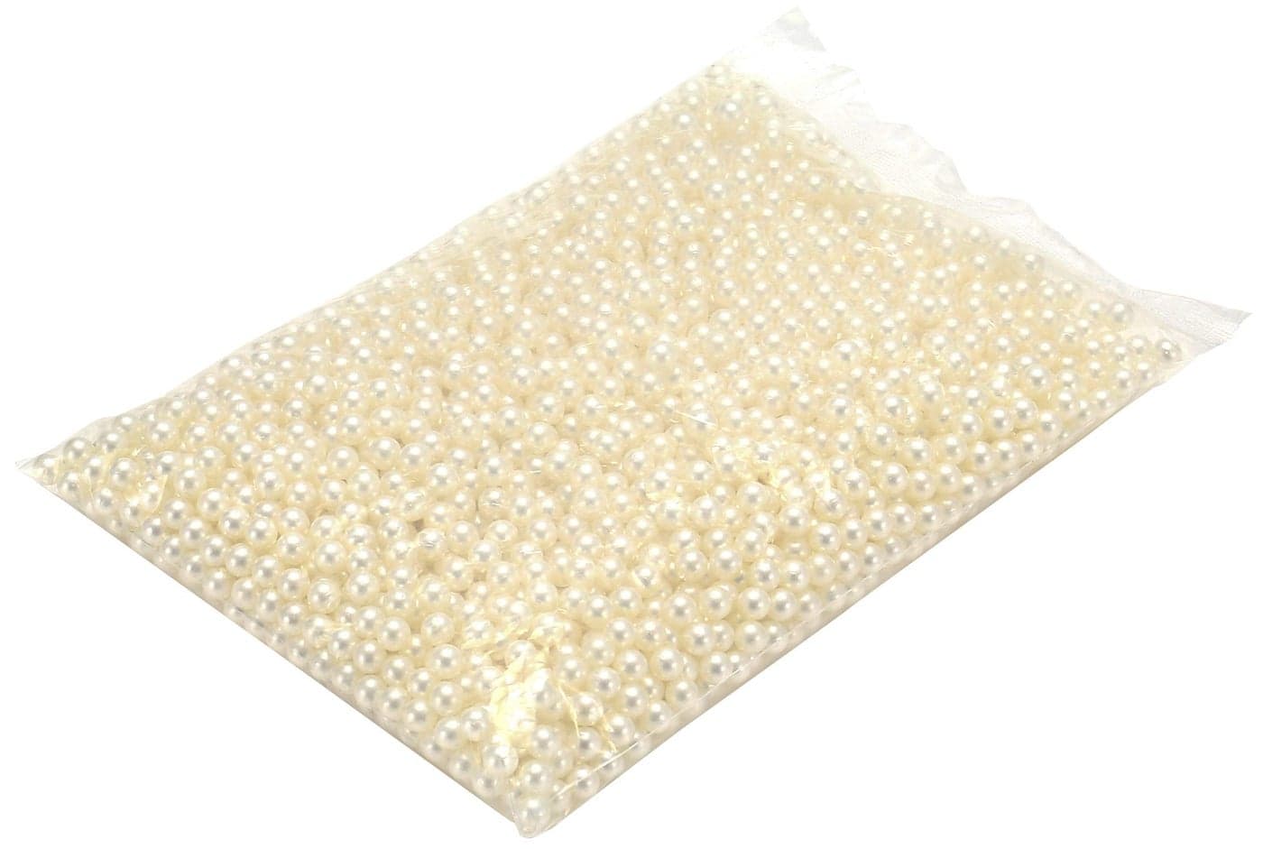 Sooyee Art Faux Pearls 2100Pcs 6mm Ivory Loose Beads no Hole for Vase Fillers Hold Brush Lipstick Eyeliner Table Scatter Wedding Birthday Party Home Decoration