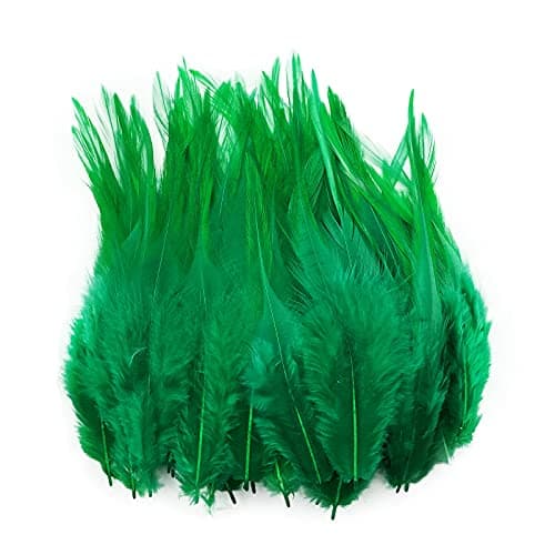 Happy Feather 100PCS Saddle Hackle Rooster Feather for Crafts 57 inch Natural Pheasant Neck Feathers DIY Pendant Earrings Dream CatcherGreen1