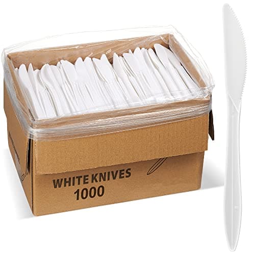 1,000 Plastic Disposable Knives Bulk Black Medium Weight Disposable Silverware Plastic Cutlery Knife
