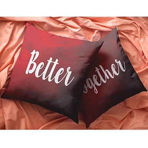 YaYa Cafe Valentine Gifts Couples 12x12 inches Cotton Cushion Cover Better Together Printed Throw Pillows Sofa- Set of 2