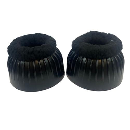 Intrepid International Fleece Topped Bell Boots - Gentle Hoof Protection with Soft Fleece, Secure Fit, and Durable Construction for Comfortable Equestrian Activities, XL, Black
