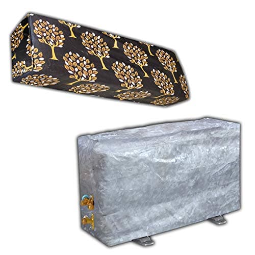 KANUSHI Industries® Split AC Cover Set for Indoor and Outdoor Unit 1.5 to 2.0 Ton Capacity (AC-in-Out-Brown-Tree)