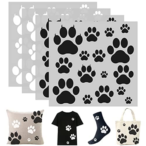 Whaline 4 Sheet Dog Paw Iron On Transfers Patches Black White Pet Paw Heat Transfer Iron Patches Cute Paw Print Heat Transfer Stickers for Dog Lovers Clothing Fabric DIY Craft Costume Decor
