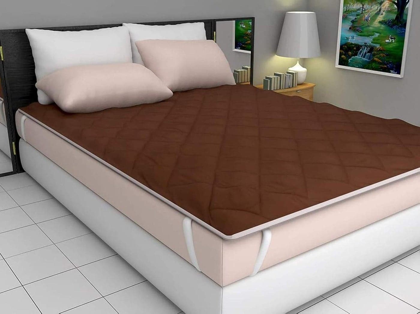 HS DESIGNING DREAMS Cotton Feel Terry 78x72 inch Ultra Soft Waterproof Mattress Protector King Size Breathable Hypoallergenic Mattresses Cover for King Size Bed 78x72 inch Brown