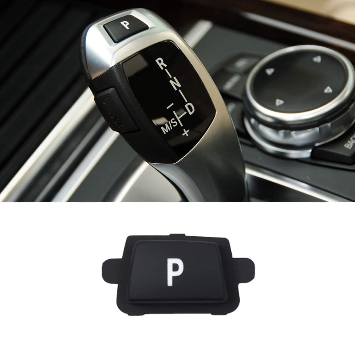 Jaronx Compatible with BMW Gear Shift P Button Gear Shift Knob Lever Parking Button Cover Replacement Compatible with BMW 3 F30F31F34 5 F10F11 7 F01F02 X3 F25X4 F26 X5 E70F15 X6 E71F16
