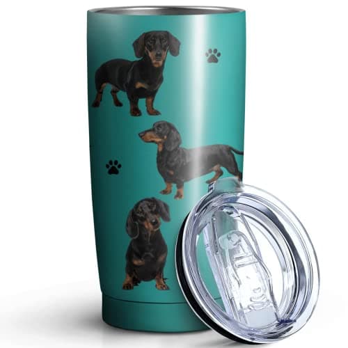 Subvise Dachshund Dog Tumbler Stainless Steel Insulated Travel Coffee Cups with Lid and Straw,Ideal Memorial Gift for Dog Dad/Mom,20oz