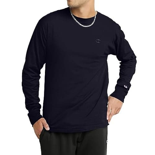 Champion mens Classic Jersey Long-sleeve Tee Shirt, Navy, Large US
