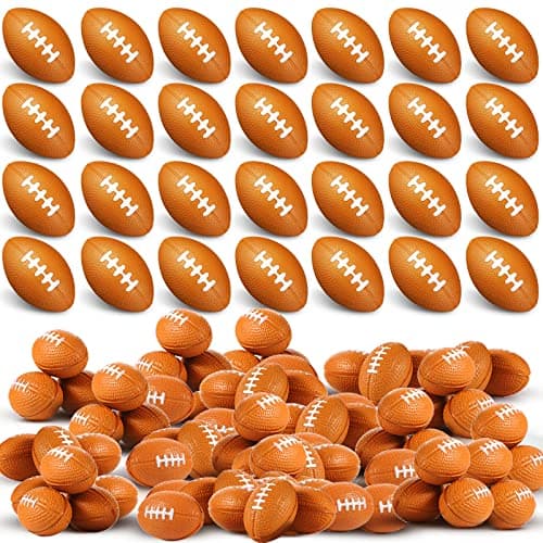 Civaner 100 Packs Mini Football Sports Stress Balls Foam Small Football Mini Sports rugbys Small Foam Relief Balls Party Favors for Carnival Reward(Brown)