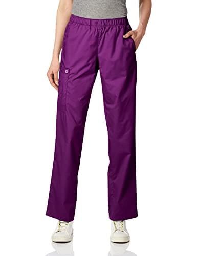 WonderWink Women's Pull-On Cargo Pant, Eggplant, Large