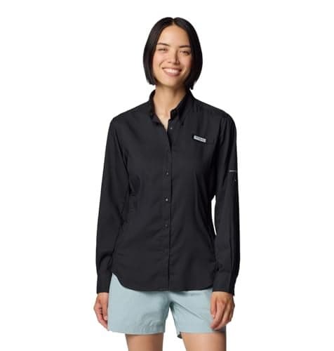 Columbia Womens PFG Tamiami II Long Sleeve Fishing Shirt Black Medium